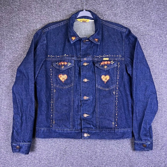 VTG Rustler Denim Jacket Mens Med Womens Custom Rachel Hand Painted Unicorn READ - Picture 12 of 16